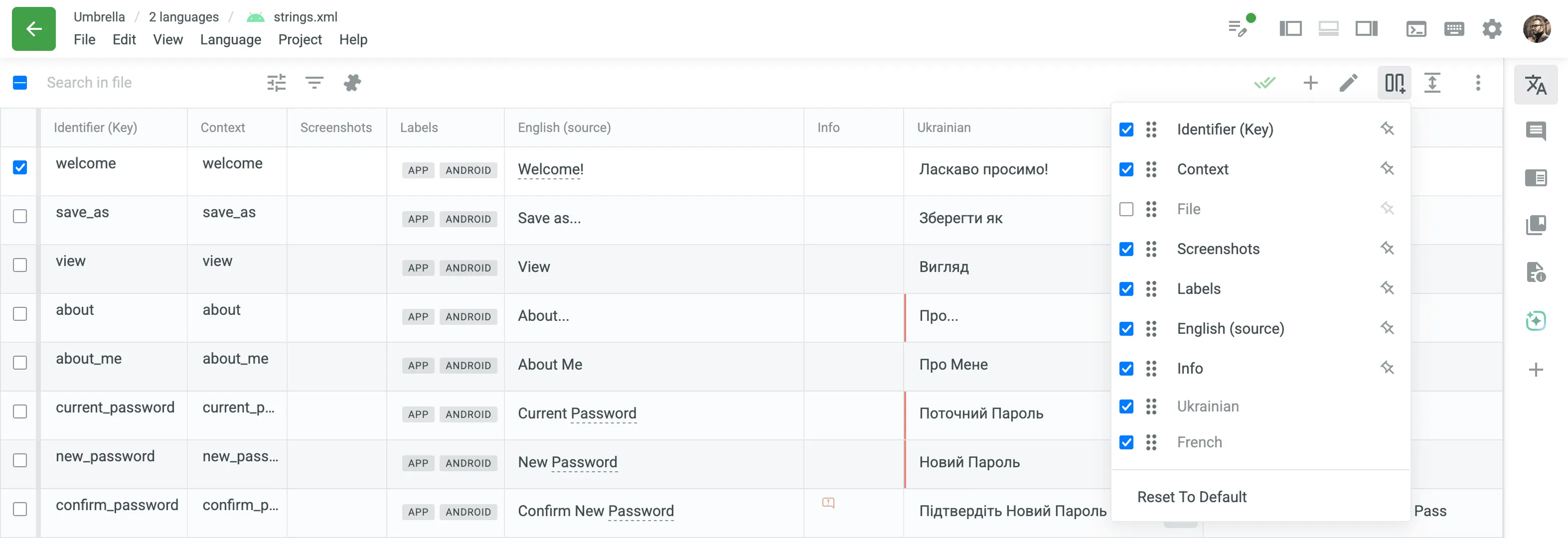 Multilingual Mode Grid View